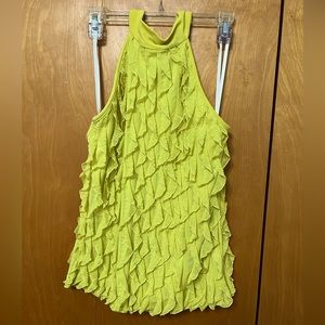 Bright yellow ruffled halter top. SZ Large. New with tag. B•Wear